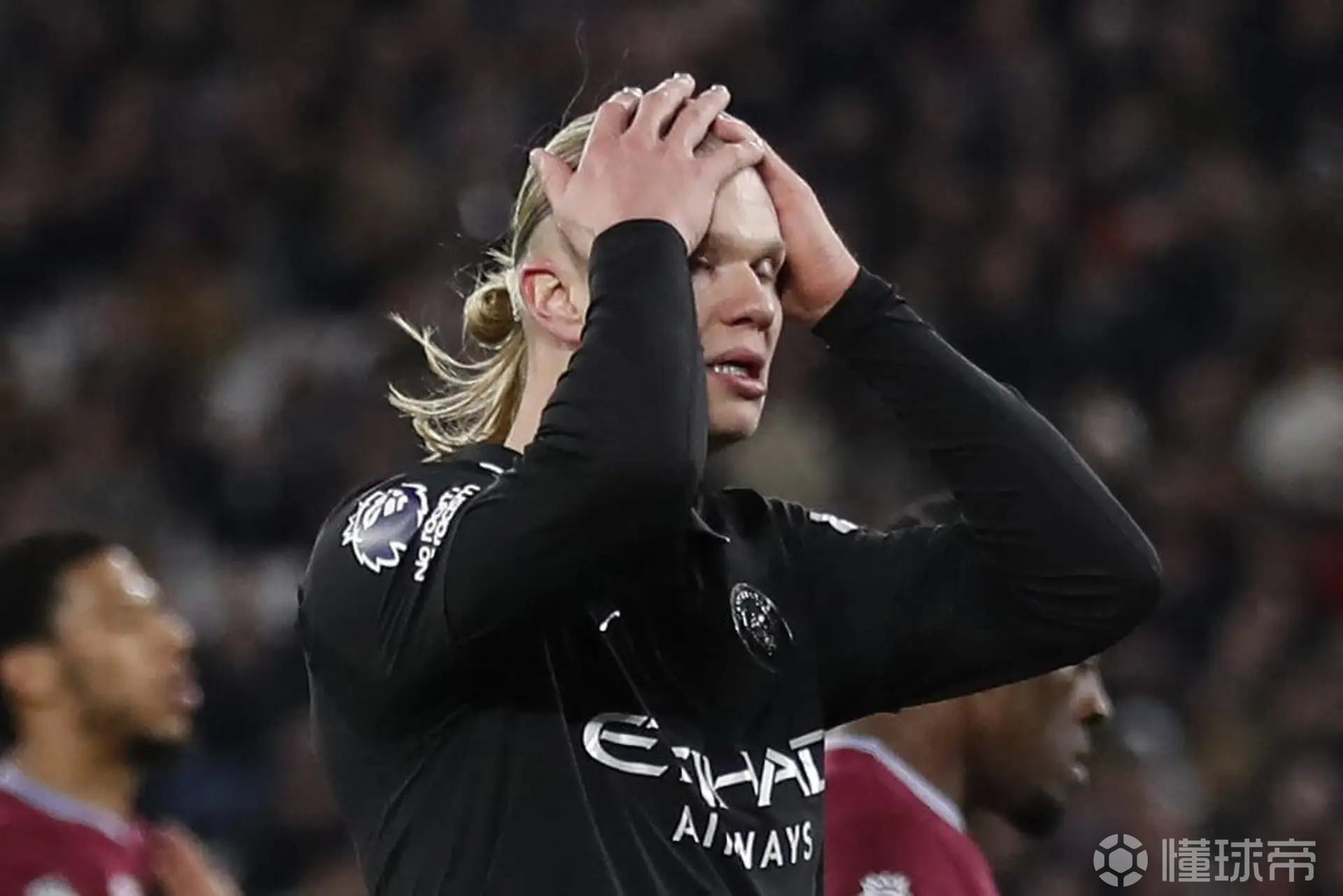 TA：哈兰德再次陷入了挣扎；曼城积分反超枪手的可能性很渺茫