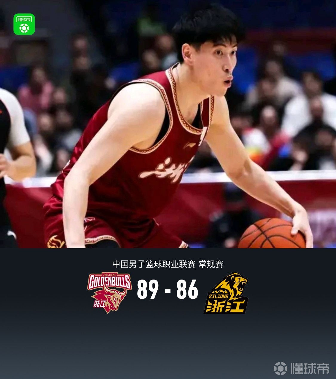 浙江89-86加时险胜广厦，塔克30+10致命失误，程帅澎27分，胡金秋29+12